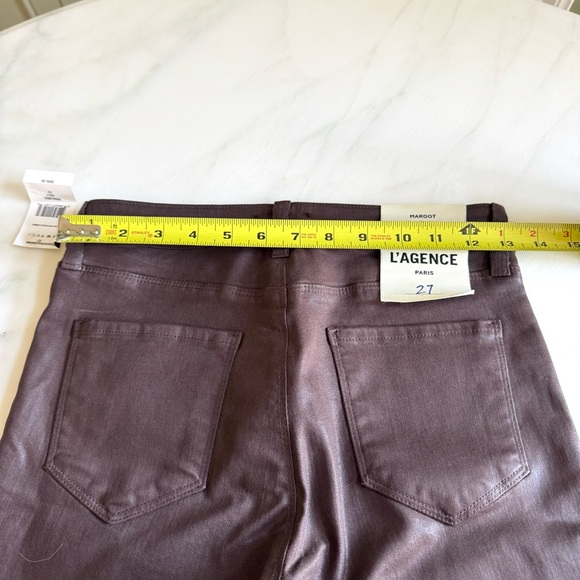 L'AGENCE Margot Coated High-Rise Skinny Jeans Cocoa Sz 27 - Picture 9 of 11